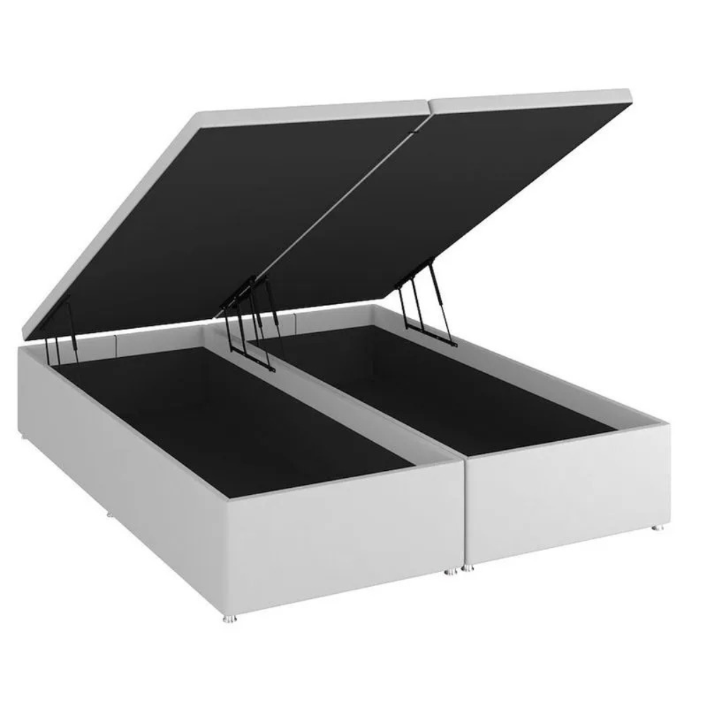 Base Cama Box Queen com Ba&uacute; Phys Corino Branca 198x158x42,5 cm Ortobom